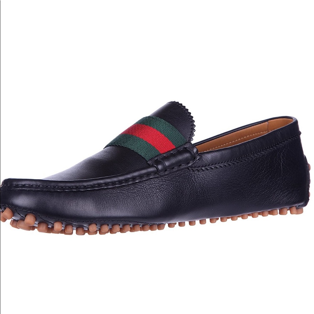 Gucci men's leather loafers moccasins miro black